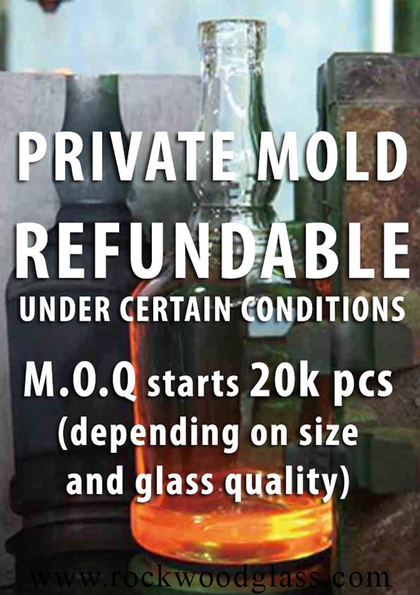 rockwoodglass custom glass bottles private mold refundable vodka bottles